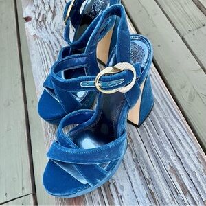 Vince Camuto Iza Velvet Dress Sandals Platform Magenta Strappy Size 6.5